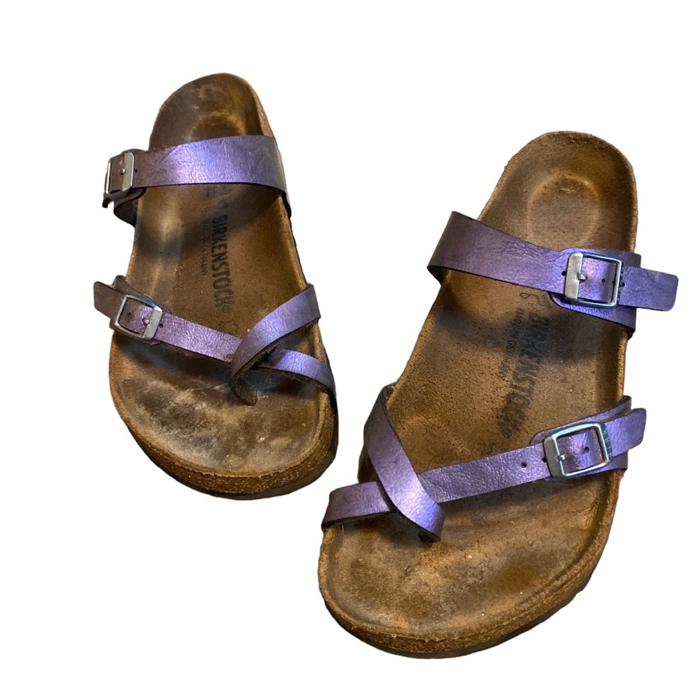 COPY - Purple Metallic Birkenstocks, Birkof Flor straps and suede footbed